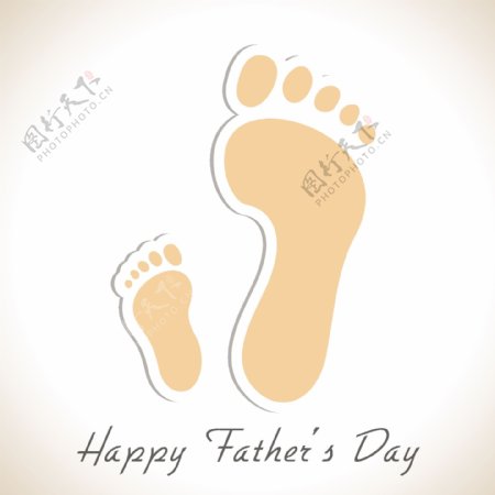 一个父亲和孩子的脚印