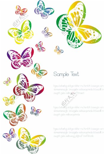 矢量彩色蝴蝶设计素材
