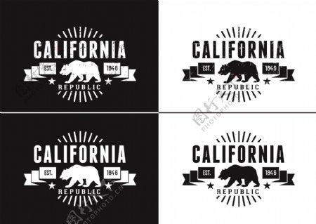 免费加利福尼亚熊矢量复古标志