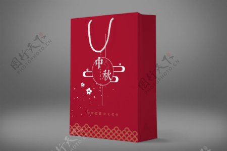 喜庆红色中秋中式团圆节日送礼礼物手提袋