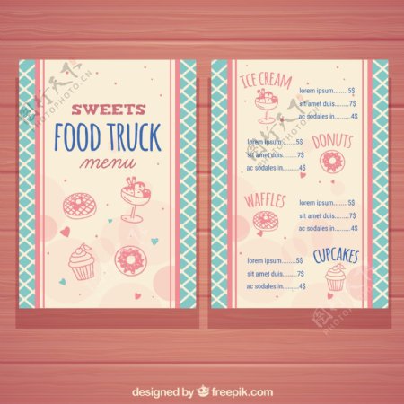 手绘糖果食品卡车菜单