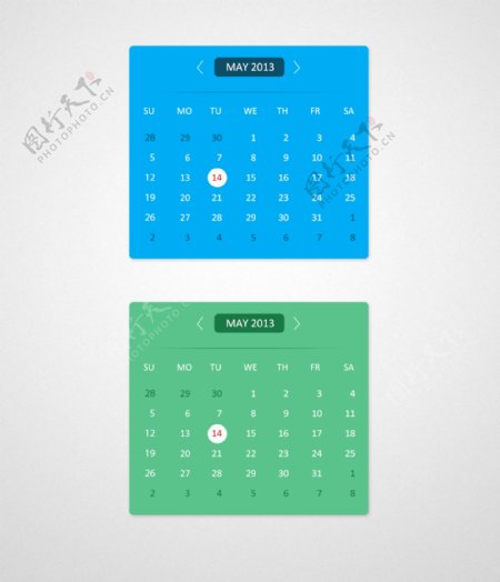 网页UI两款日历挂件设计素材