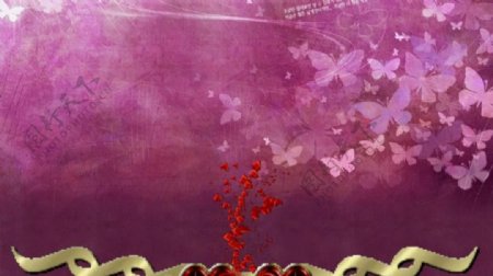 唯美梦幻紫色背景婚礼爱心素材