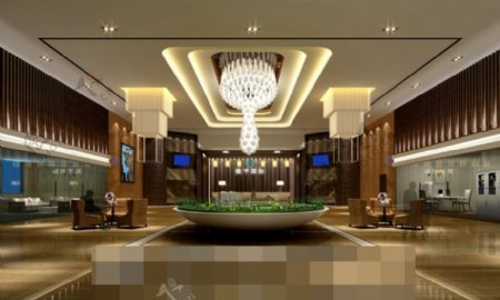 3D渲染酒店大堂模型下载