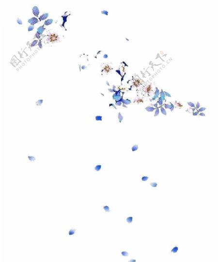 手绘蓝色花瓣元素