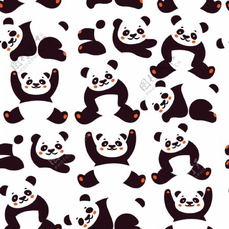 可爱呆萌熊猫壁纸图案装饰设计