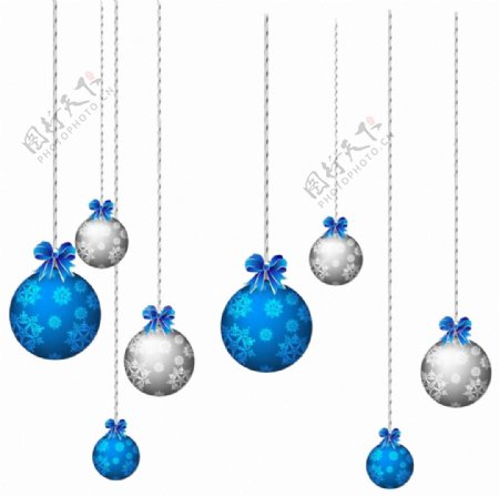 漂亮蓝色圣诞球免抠png透明素材