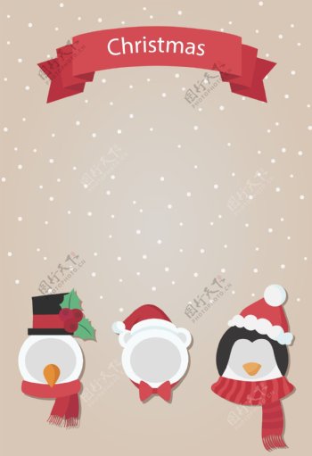 雪人企鹅圣诞头像海报背景素材