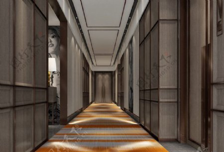 时尚混搭风格空间走廊效果图设计