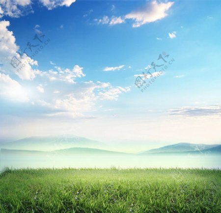 蓝天山水草原主图背景素材