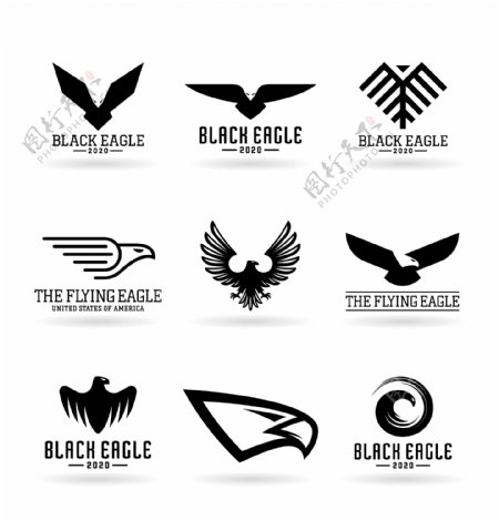 黑色老鹰logo标志设计
