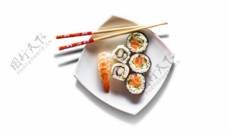 日式寿司海鲜俯视图筷子盘子美味餐饮