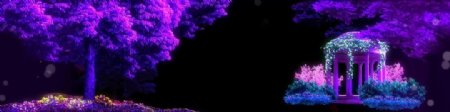 紫色梦幻森林蝴蝶3D