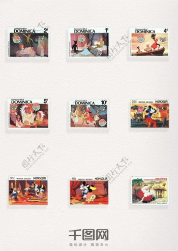 外国动画图案元素邮票