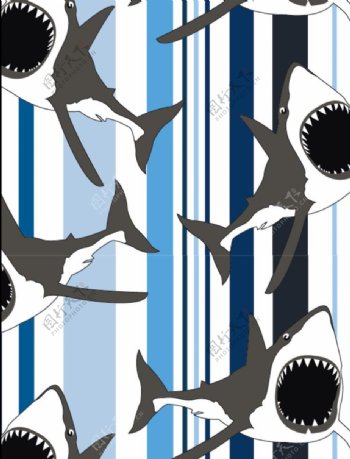 条纹大白鲨面料设计