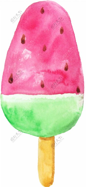 夏日西瓜口味雪糕透明素材