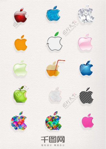 苹果logo水晶条纹设计元素