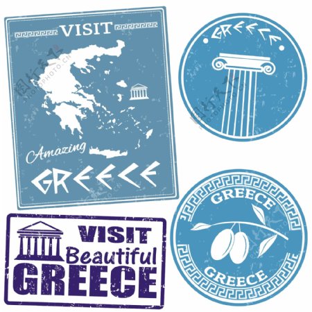 旅游希腊宣传元素矢量