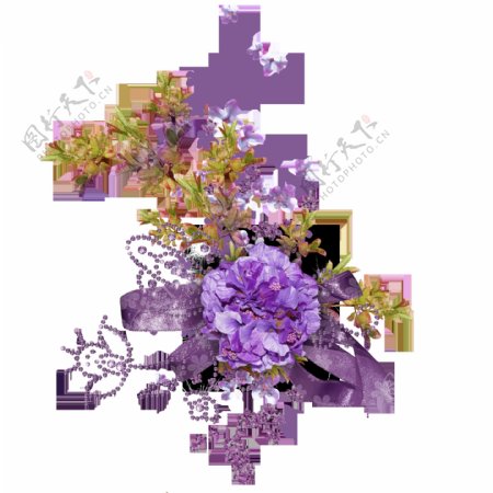 紫色装饰花朵png元素素材