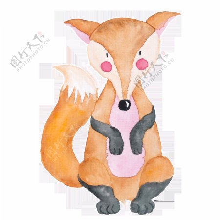棕黄色手绘狐狸可爱手绘小动物