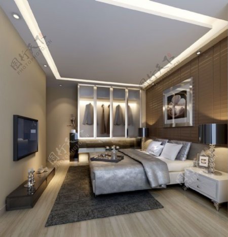 现代卧室3D模型贴图