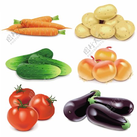 彩色蔬菜水果卡通矢量素材