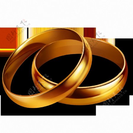 婚礼黄金戒指免抠png透明图层素材