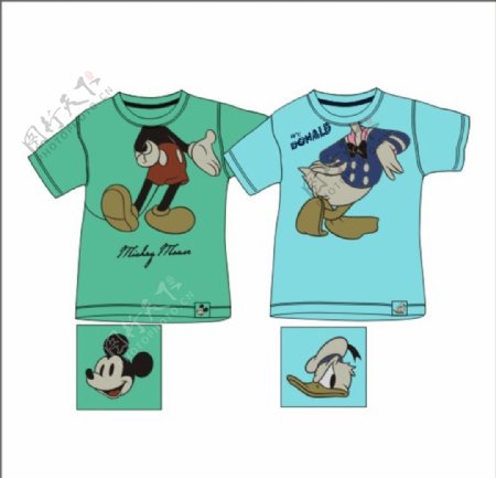 迪士尼图案印花儿童T恤1