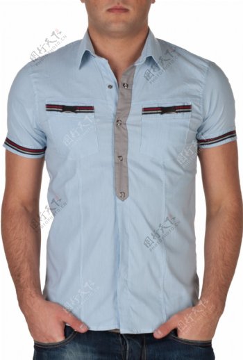 浅蓝色衬衫免抠png透明图层素材