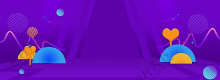 唯美紫色幕布banner背景素材