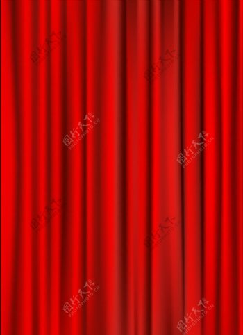 红色喜庆窗帘唯美背景矢量素材