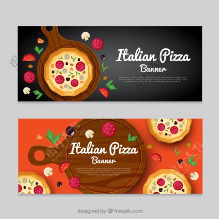 2款创意意大利披萨banner矢量图
