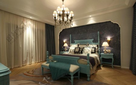 欧式风格复古贵族卧室设计展示图