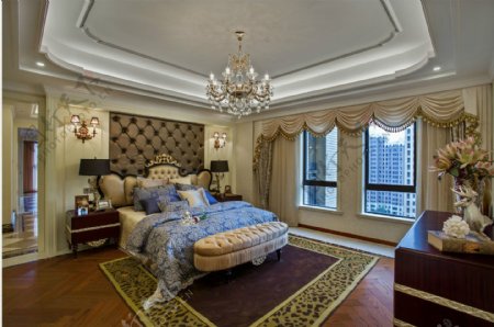 欧式卧室花色地毯装修效果图