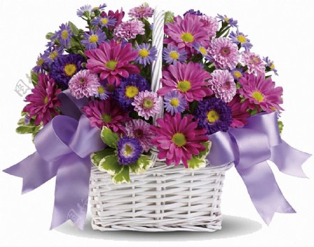 紫色漂亮花篮免抠png透明素材