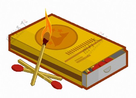 黄色火柴盒免抠png透明图层素材