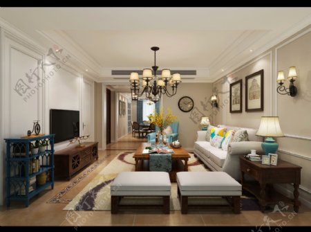 美式室内客厅沙发装修效果图