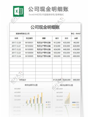 公司现金明细账