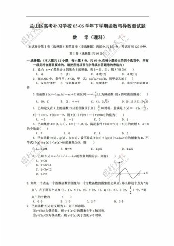 数学人教版临沂市兰山高考补习学校专题函数与导数测试题2006.3.26
