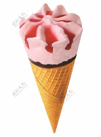 粉红色圆筒冰淇淋免抠psd透明素材