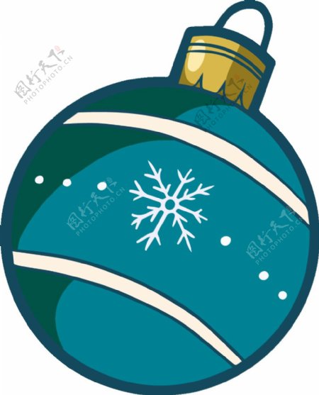 卡通蓝色雪花圣诞装饰球PNG元素
