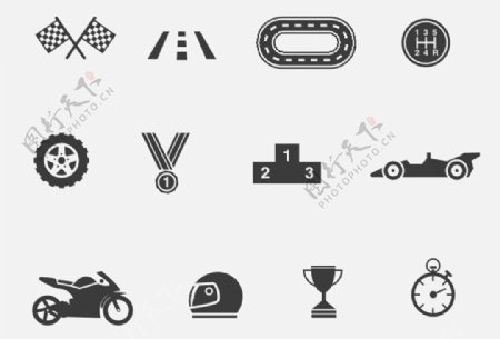 12款黑色赛车图标icon素材psd