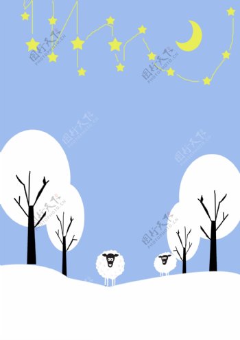 冬季卡通图案雪地背景