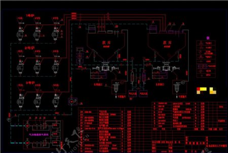 仓泵输送系统工艺布置图CAD机