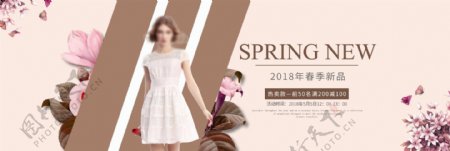 电商淘宝2018春季新品棕色女装海报模板