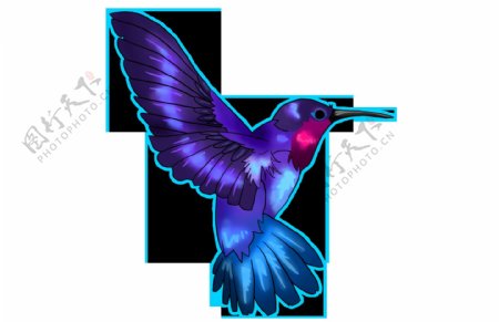 卡通紫色小鸟png元素