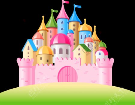 卡通唯美彩色童话城堡图案元素