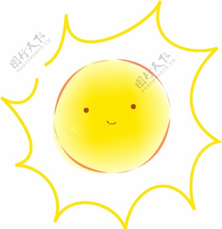 卡通黄色太阳png元素