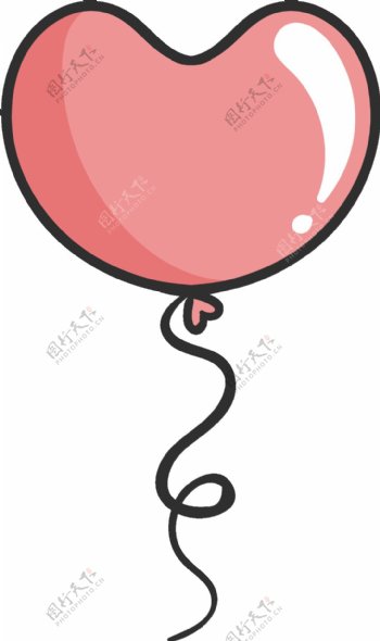 卡通粉色心形气球png元素