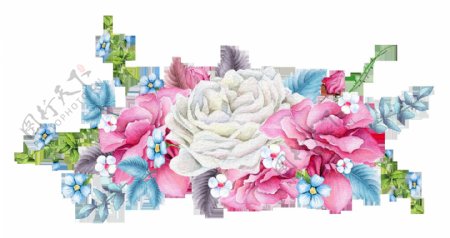 手绘彩色花卉卡通透明装饰合集